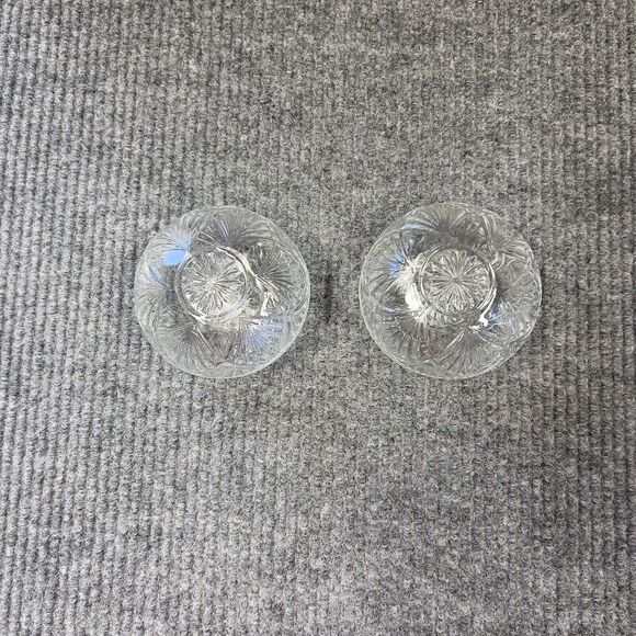 VTG KIG Malaysia Clear Glass Dish Bowl Depression Style Candy Nut Lid Set Of 2 - Picture 3 of 14